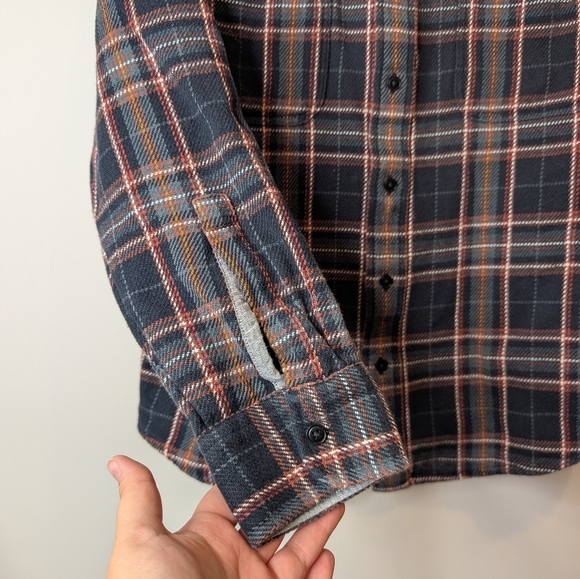 UNTUCKit Reverdy Thick Cotton Plaid Flannel Black Orange Fall Button Down XL Men - Picture 5 of 11